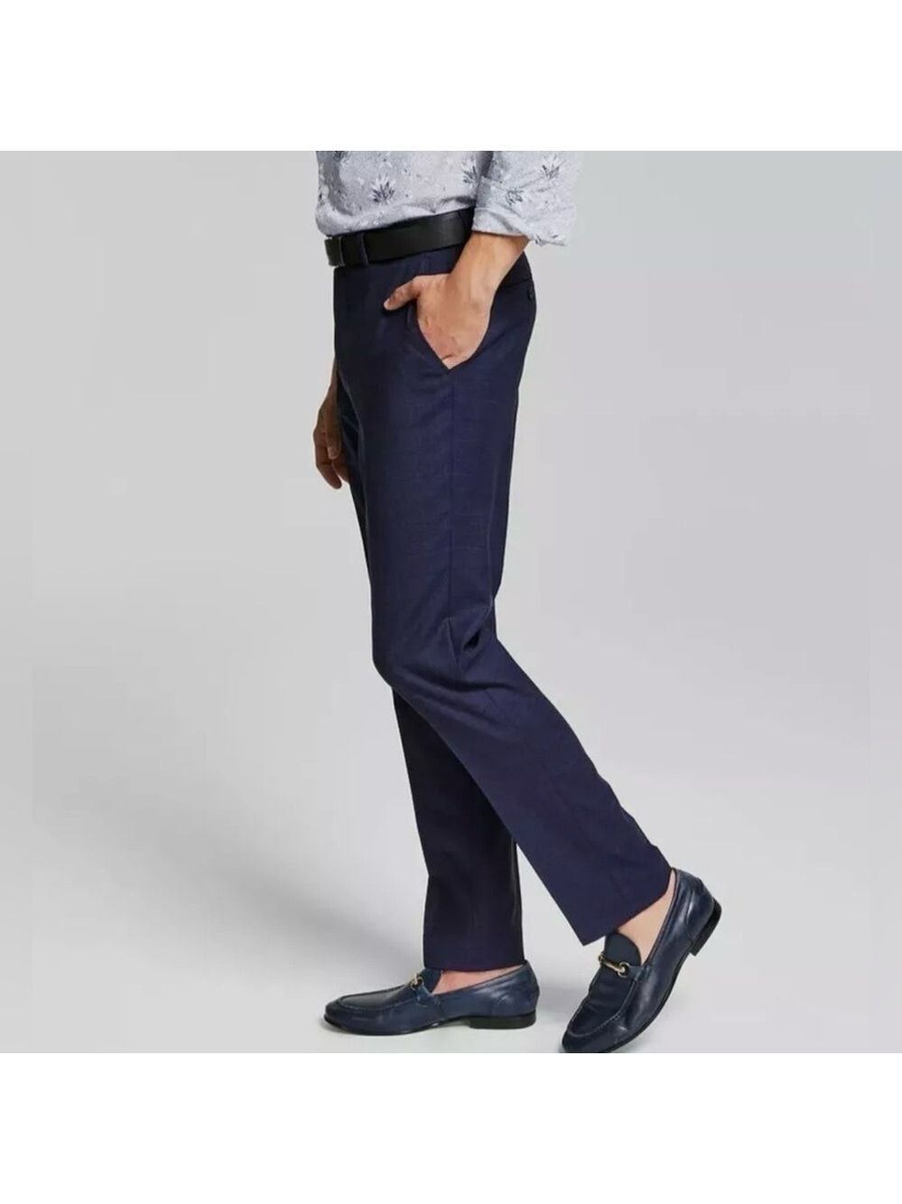Bar III Men’s Slim Fit Plaid Blue Wool Suit Dress Pants 31Wx30L